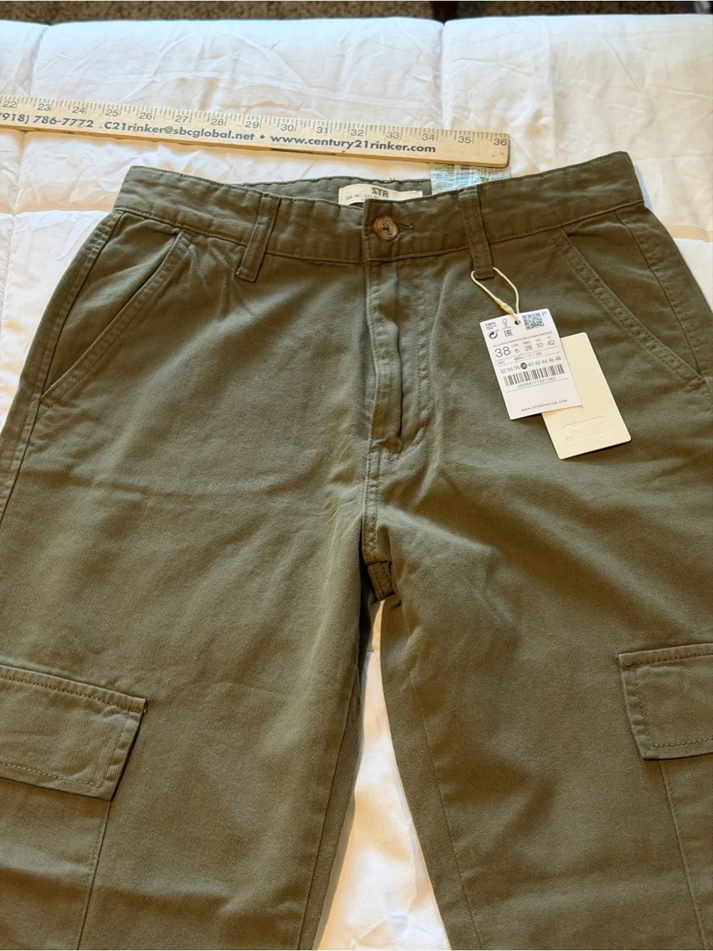 stradivarius Olive Green Straight Leg Cargo Pants